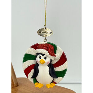 Sea World Double Sided Adorable Penguin Candy Resin Christmas Holiday Ornament
